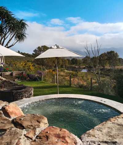 Jacuzzi overlooking the Breede River at Riverhide guest house near Robertson, Western Cape